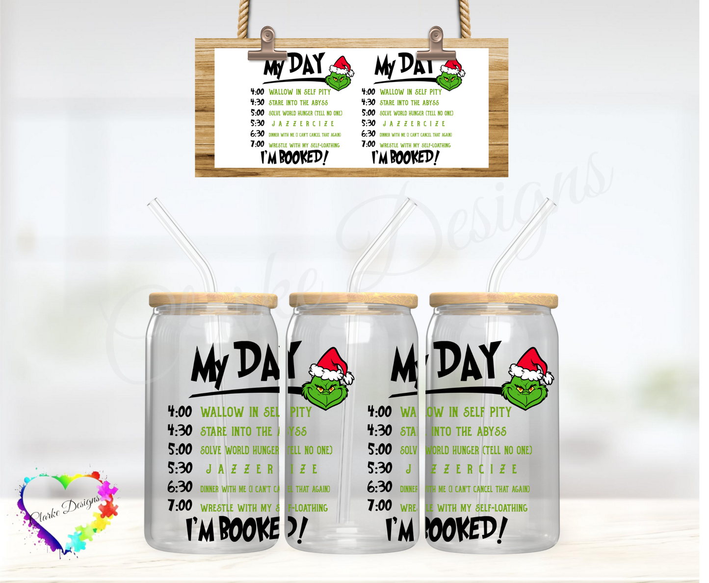 Grinch My Day 3 - 16oz Libbey UV DTF Wrap