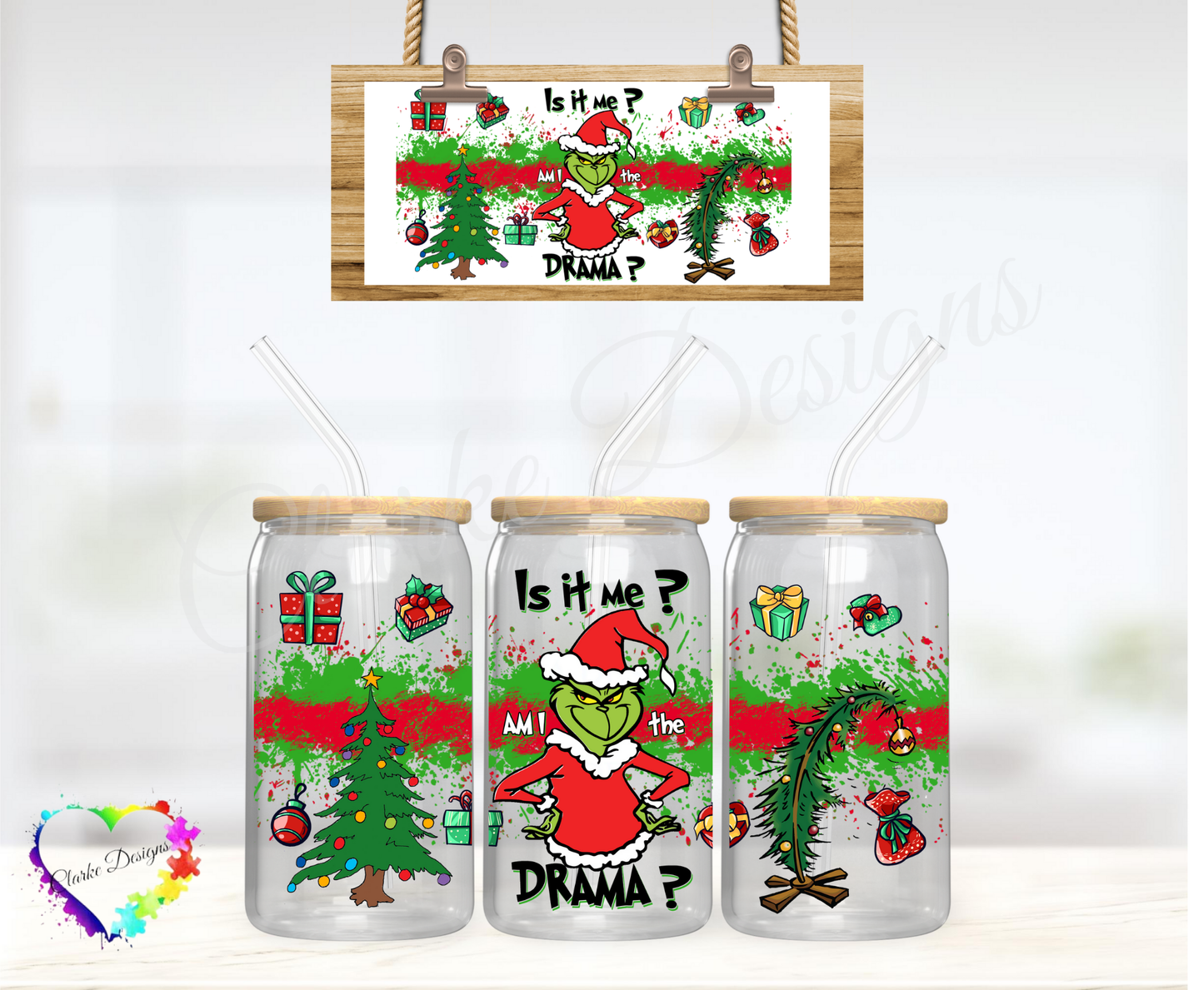 Grinch IS it me? - 16oz Libbey UV DTF Wrap