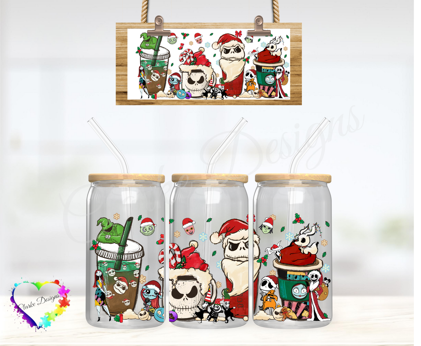 Jack Skellington - 16oz Libbey UV DTF WRap