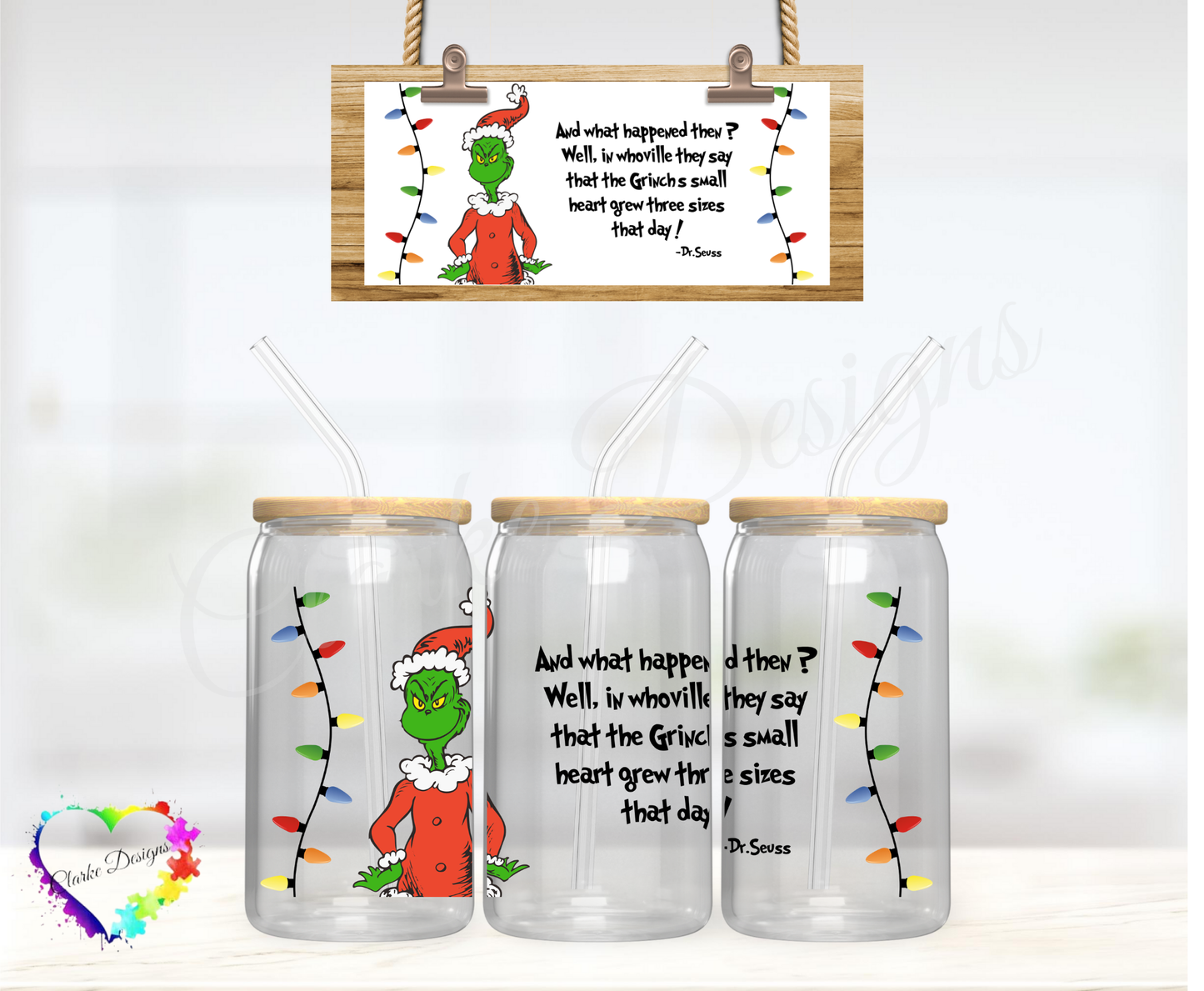 XMAS Grinch - 16oz Libbey UV DTF Wrap