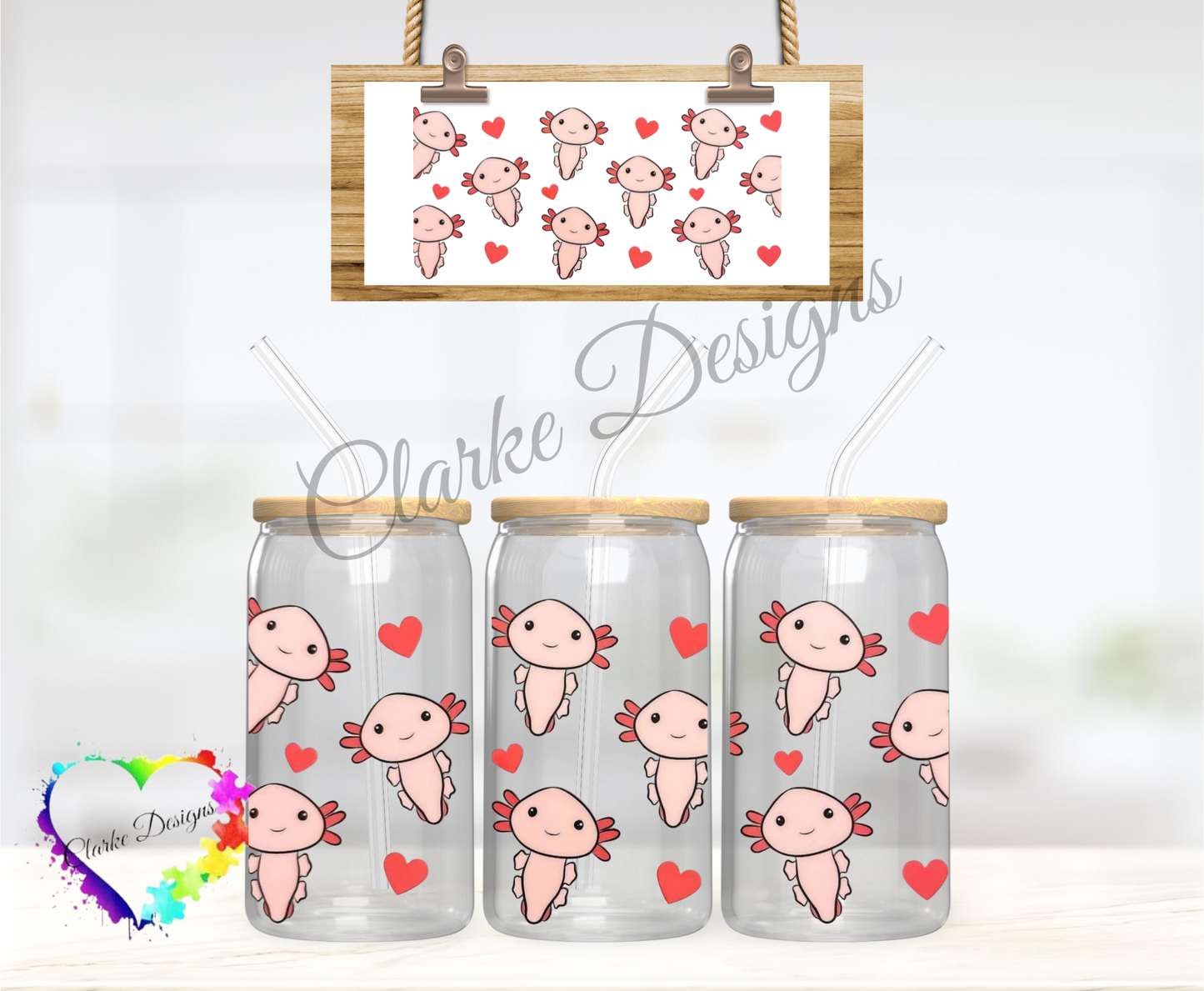 Axolotl - 16oz Libbey UV DTF Wrap