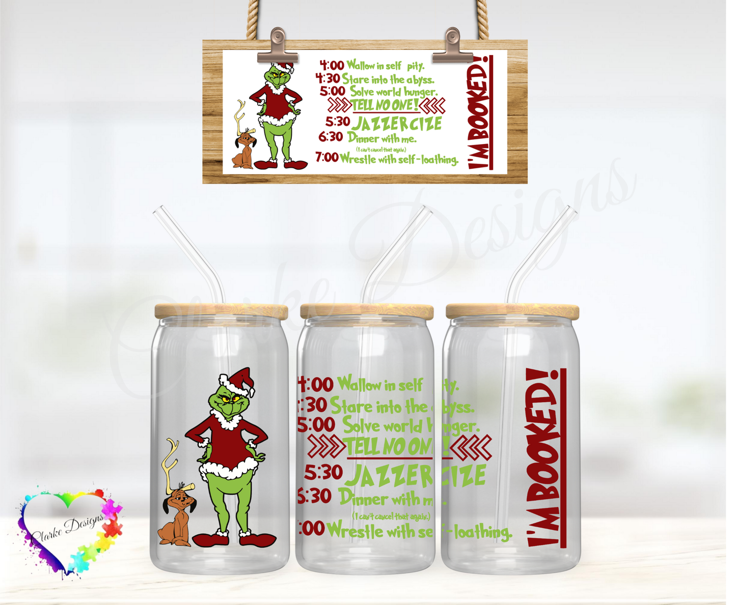 Grinch My Day - 16oz Libbey UV DTF Wrap