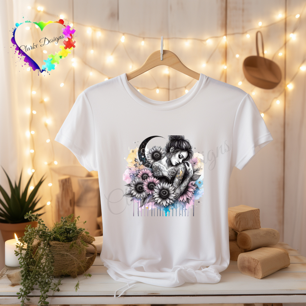 DTF Transfer - Moon with Sunflowers