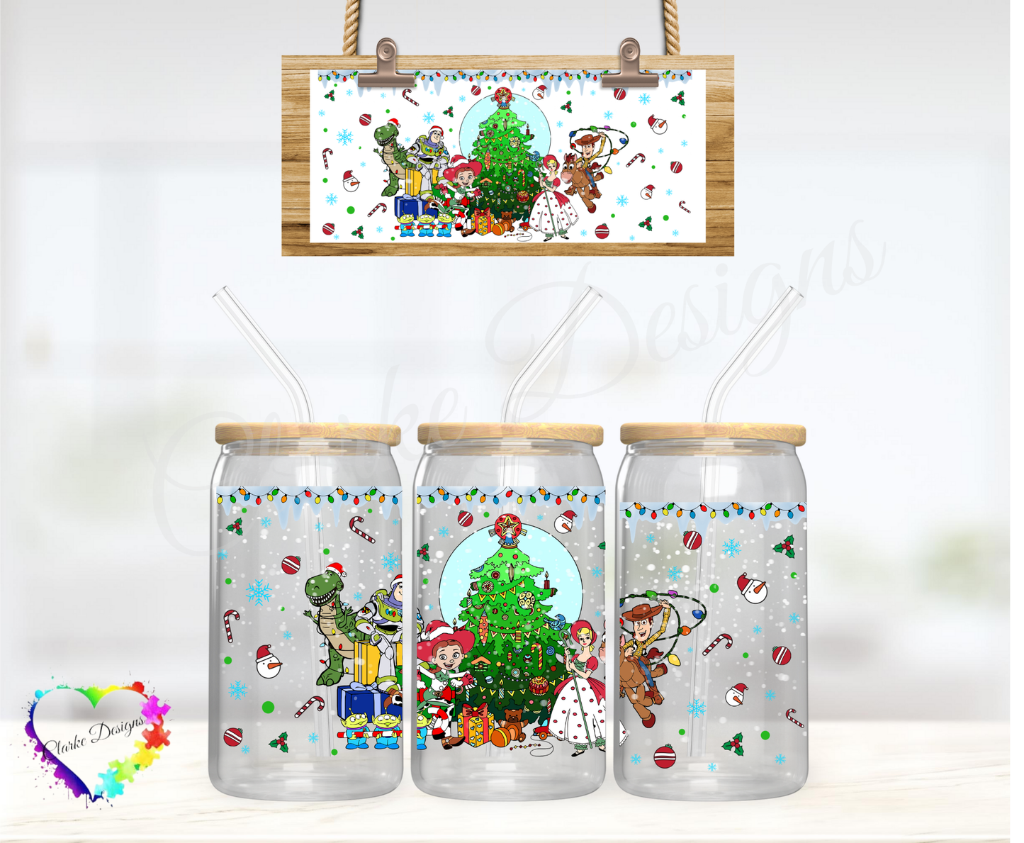 XMAS Toy Story - 16oz Libbey UV DTF Wrap