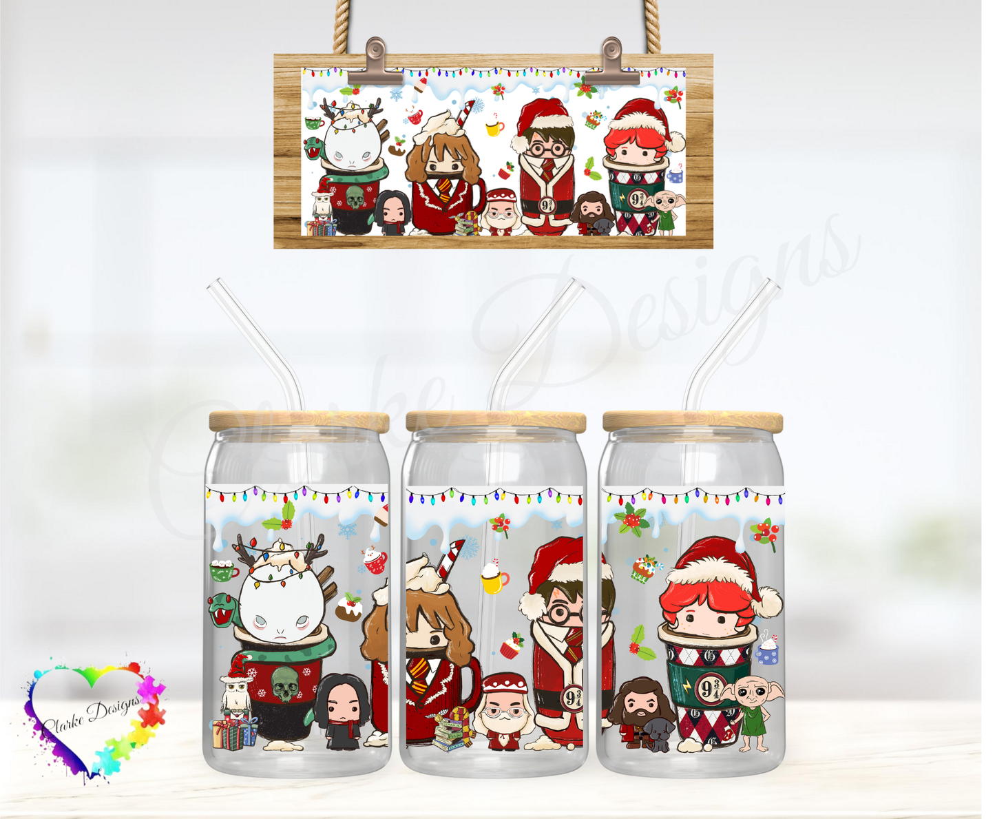 XMAS Harry Coffee - 16oz Libbey UV DTF Wrap