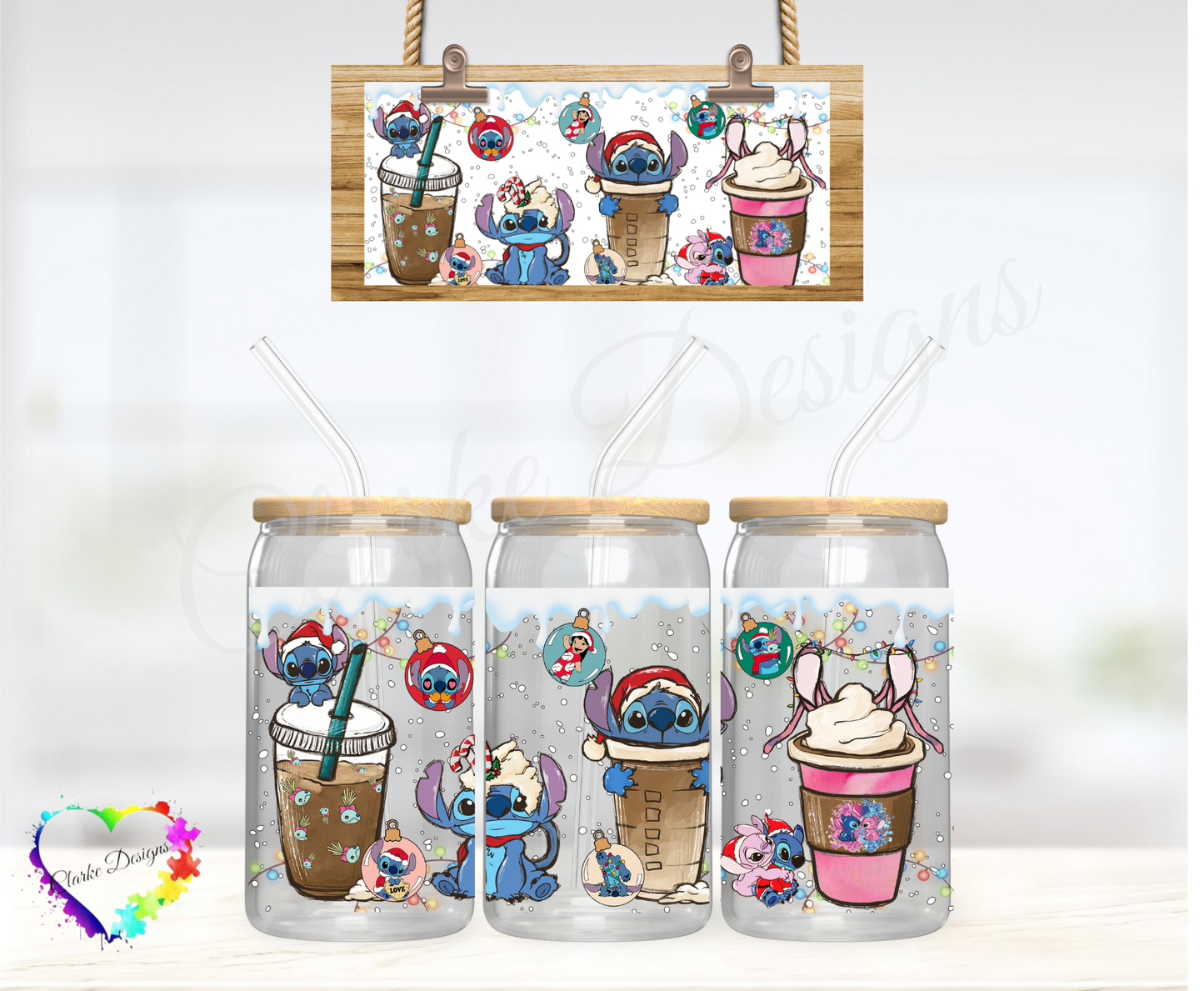 XMAS Stitch Coffee - 16oz Libbey UV DTF Wrap