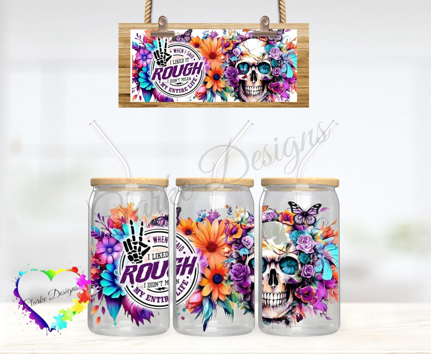 Rough Life - 16oz Libbey UV DTF Wrap