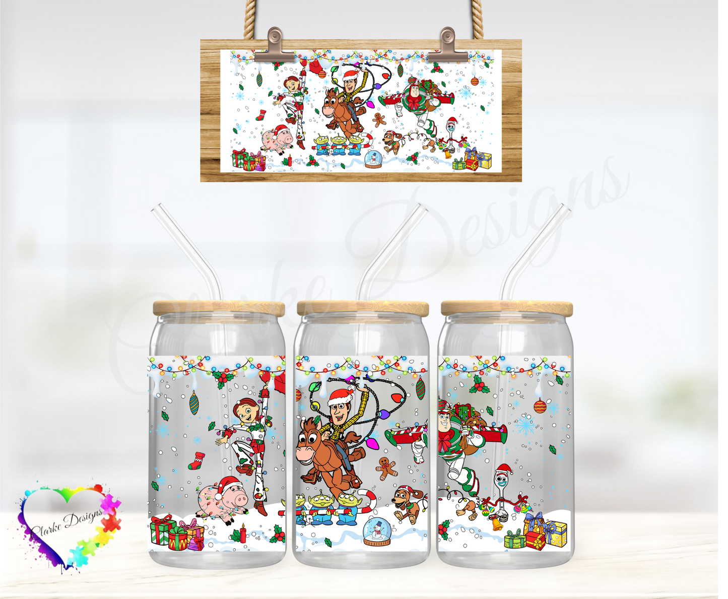 XMAS Woody - 16oz Libbey UV DTF Wrap