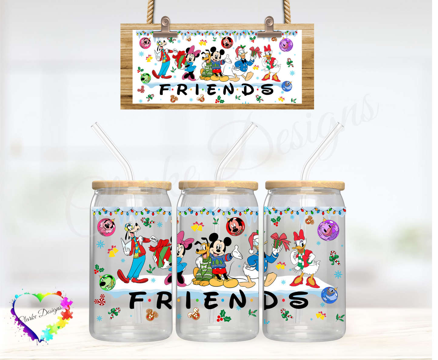 XMAS Friends 4 - 16oz Libbey UV DTF Wrap