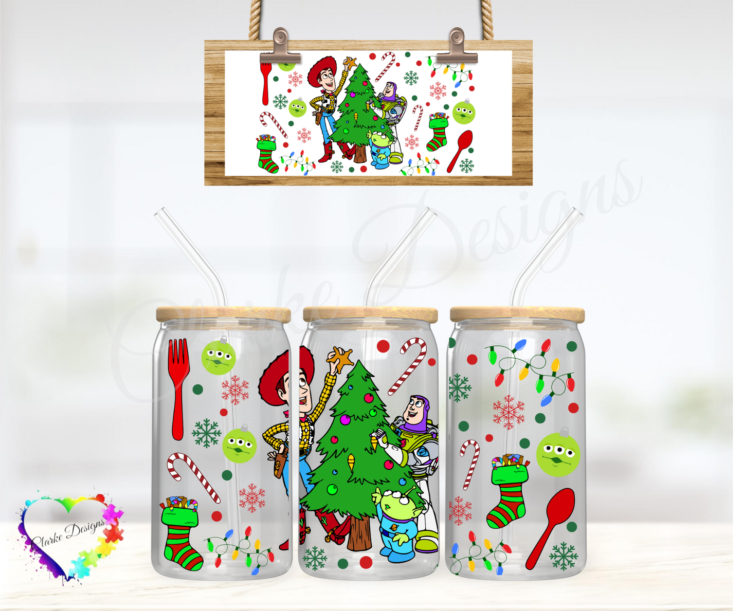 XMAS Woody - 16oz Libbey UV DTF Wrap