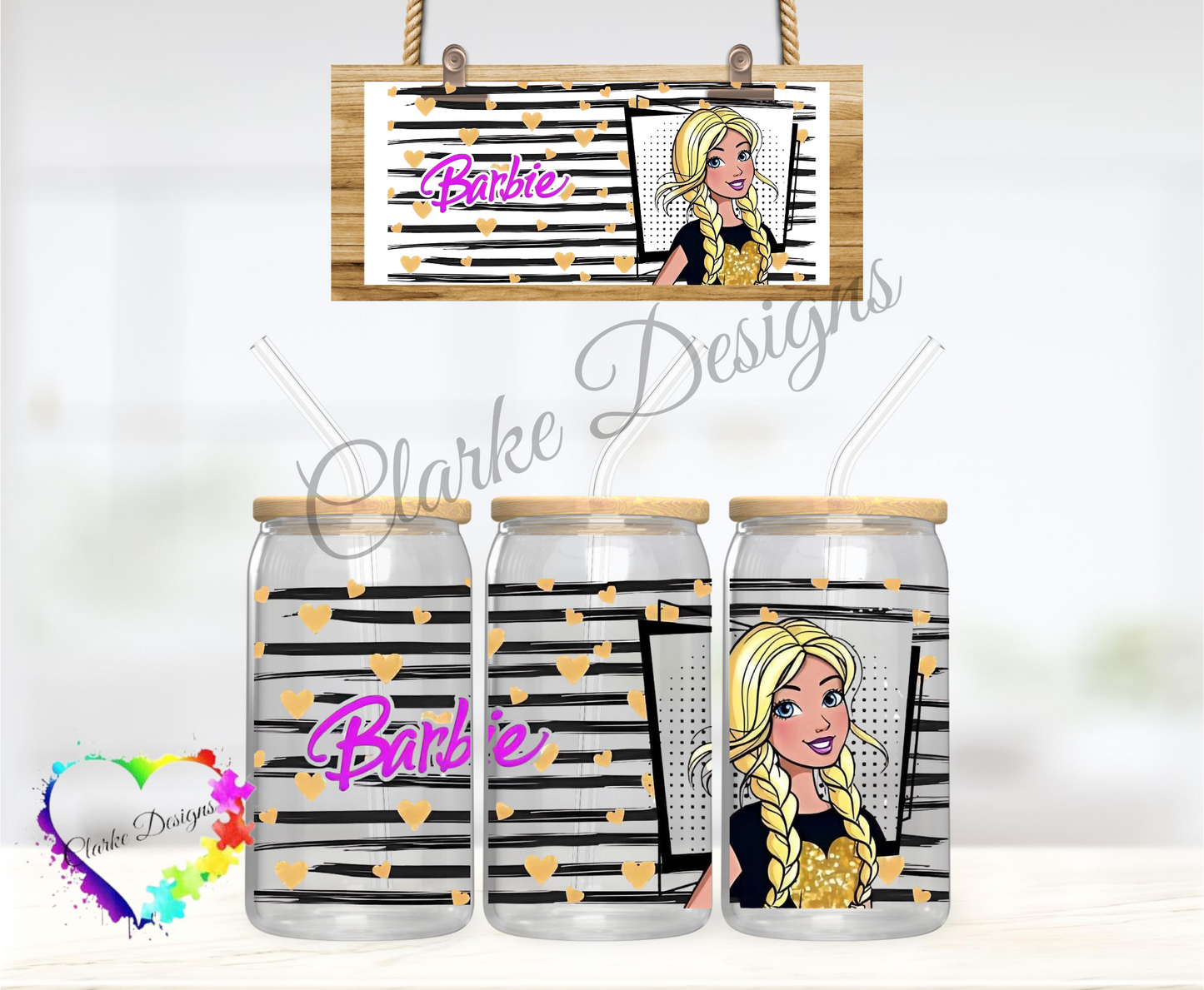 Barbie - 16oz Libbey UV DTF Wrap