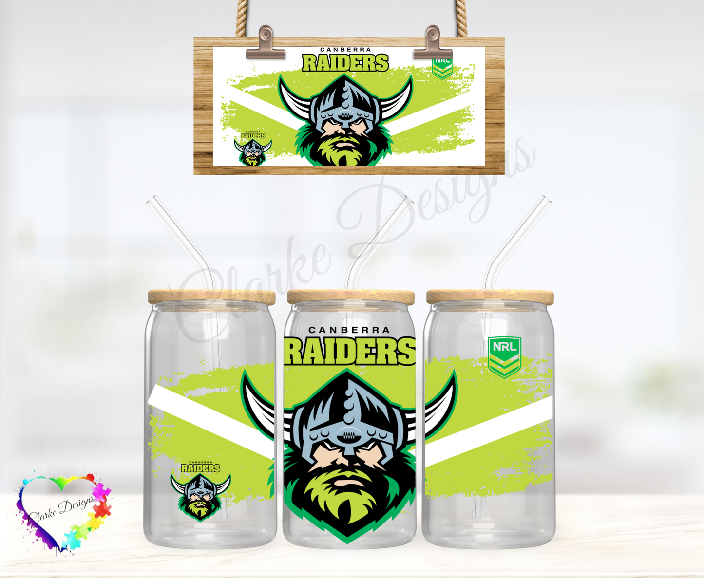 NRL Raiders - 16oz Libbey UV DTF Wrap