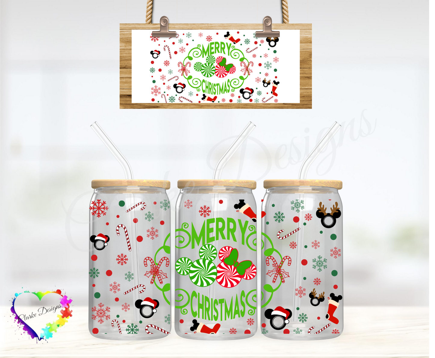 Merry Christmas - 16oz Libbey UV DTF Wrap