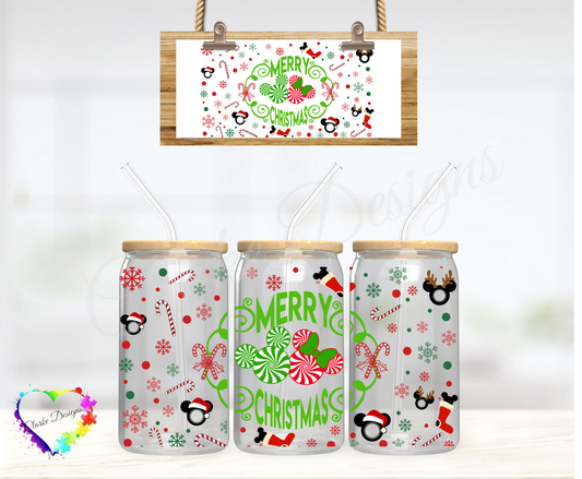 Merry Christmas - 16oz Libbey UV DTF Wrap