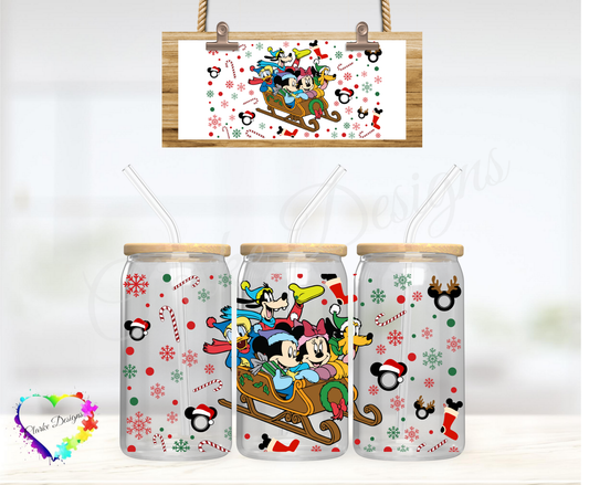 XMAS Sleigh - 16oz Libbey UV DTF Wrap