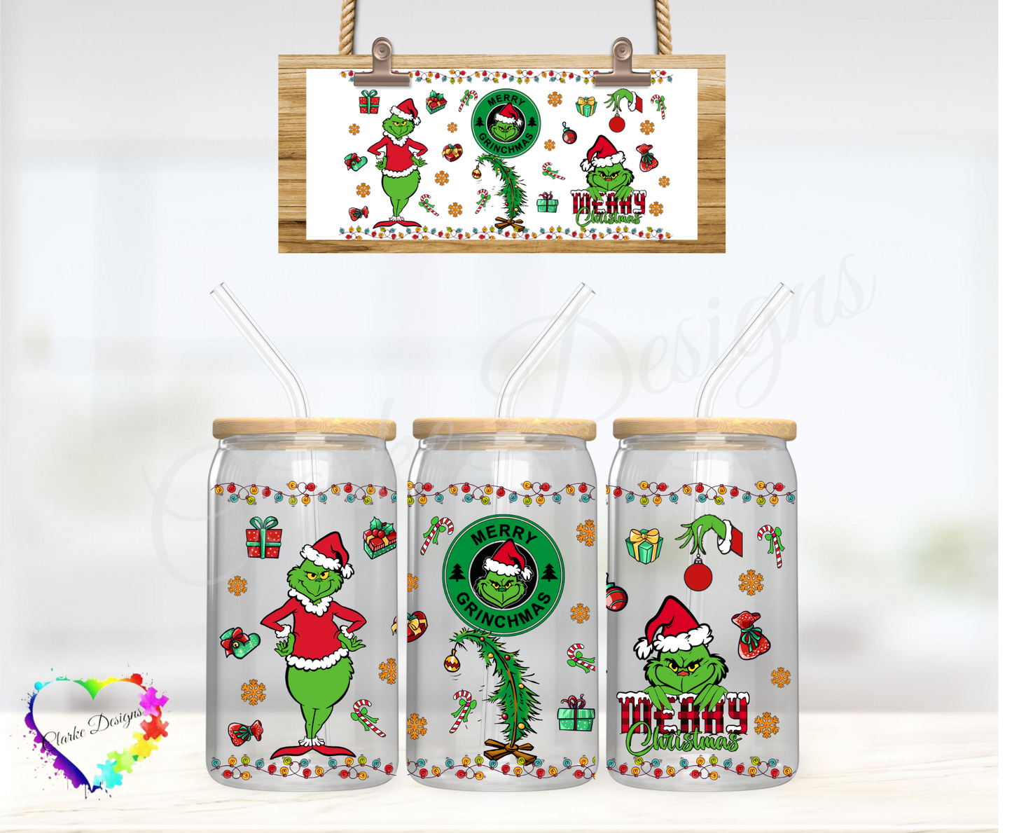 Merry Christmas Grinch - 16oz Libbey UV DTF Wrap
