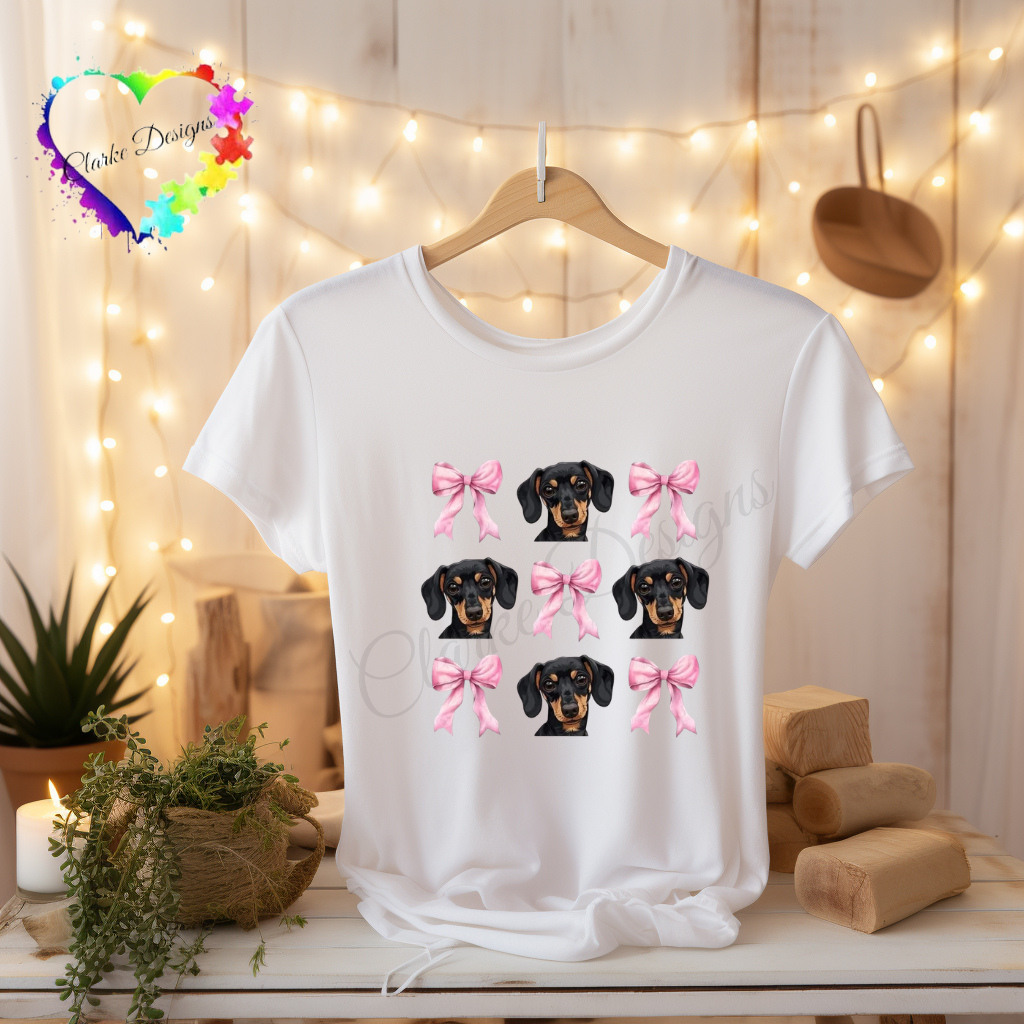 DTF Transfer - Pink Dachshund Bow