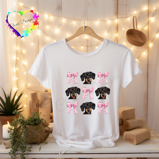 DTF Transfer - Pink Dachshund Bow