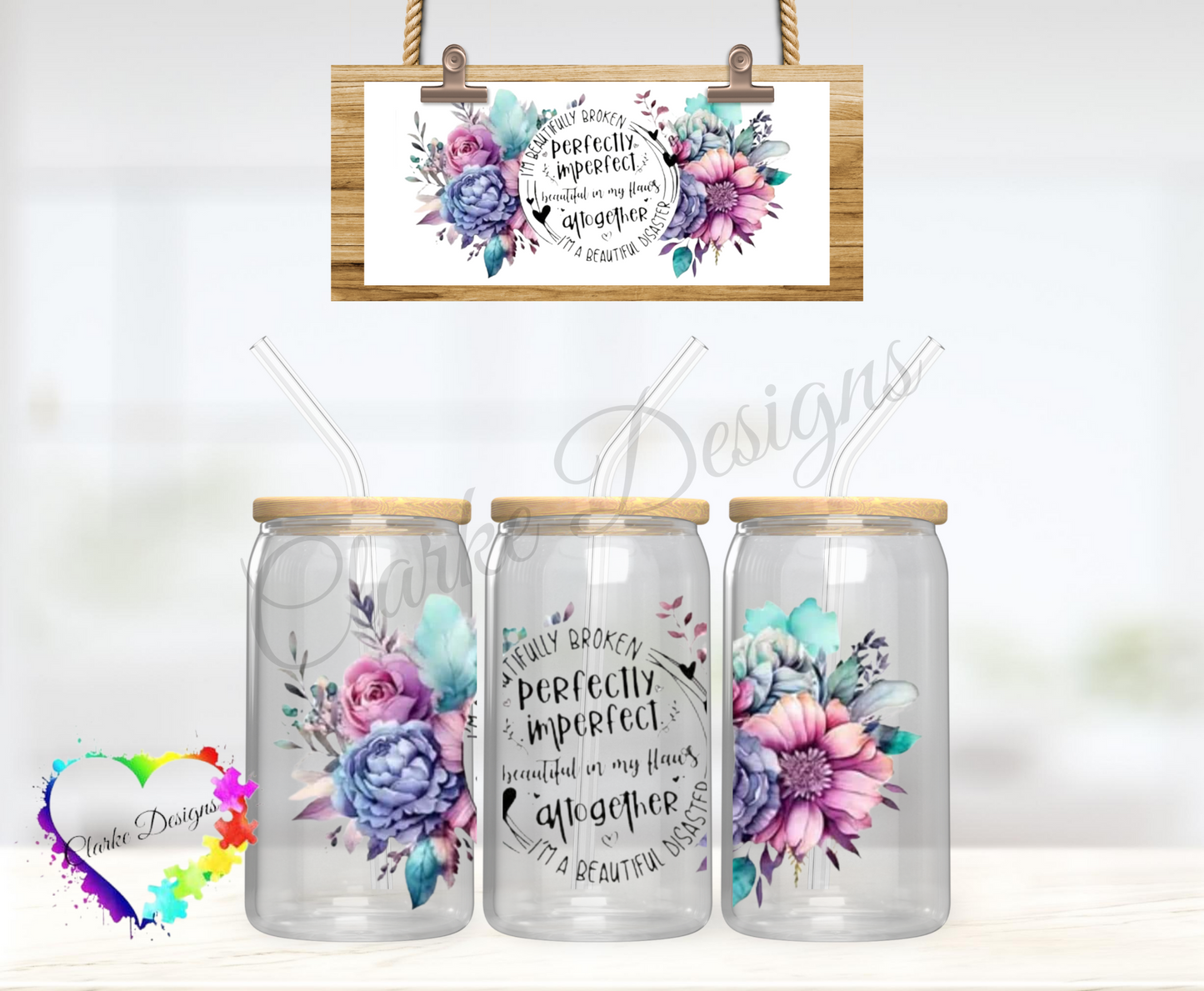 Perfectly Imperfect - 16oz Libbey UV DTF Wrap