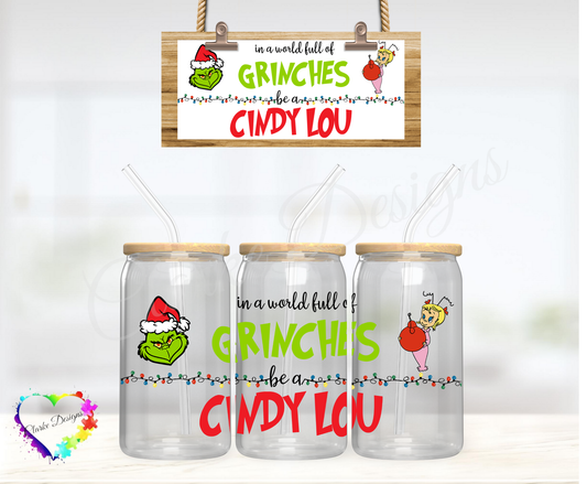 Cindy Lou - 16oz Libbey UV DTF Wrap