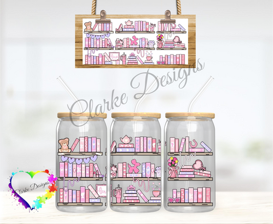 Pink Books - 16oz Libbey UV DTF Wrap