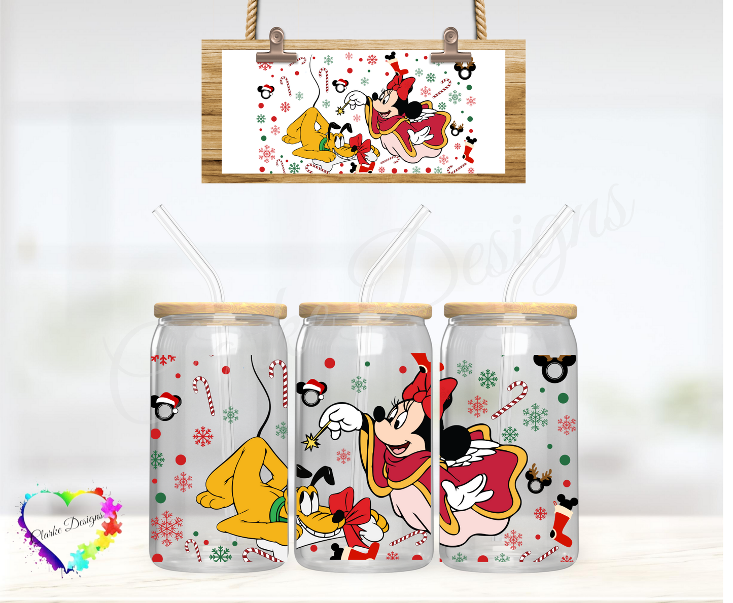 Minnie and Pluto - 16oz Libbey UV DTF Wrap