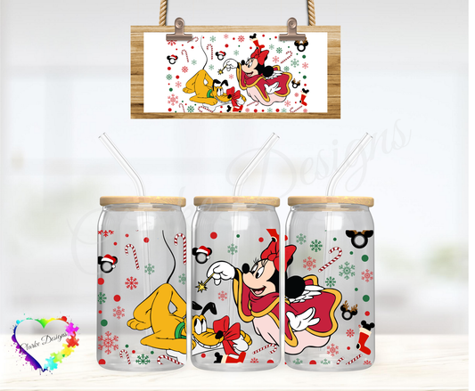 Minnie and Pluto - 16oz Libbey UV DTF Wrap