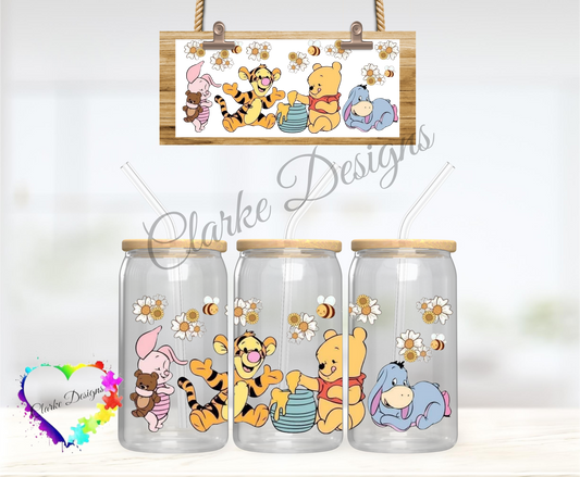 Baby Pooh Bear and friends - 16oz Libbey UV DTF Wrap
