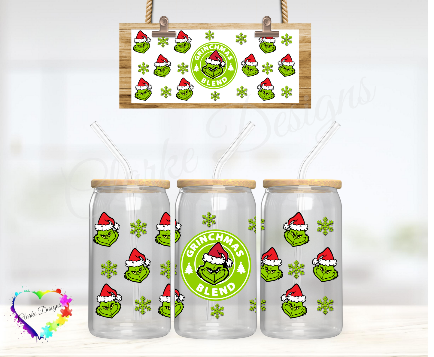 Grinchmas Blend - 16oz Libbey UV DTF Wrap