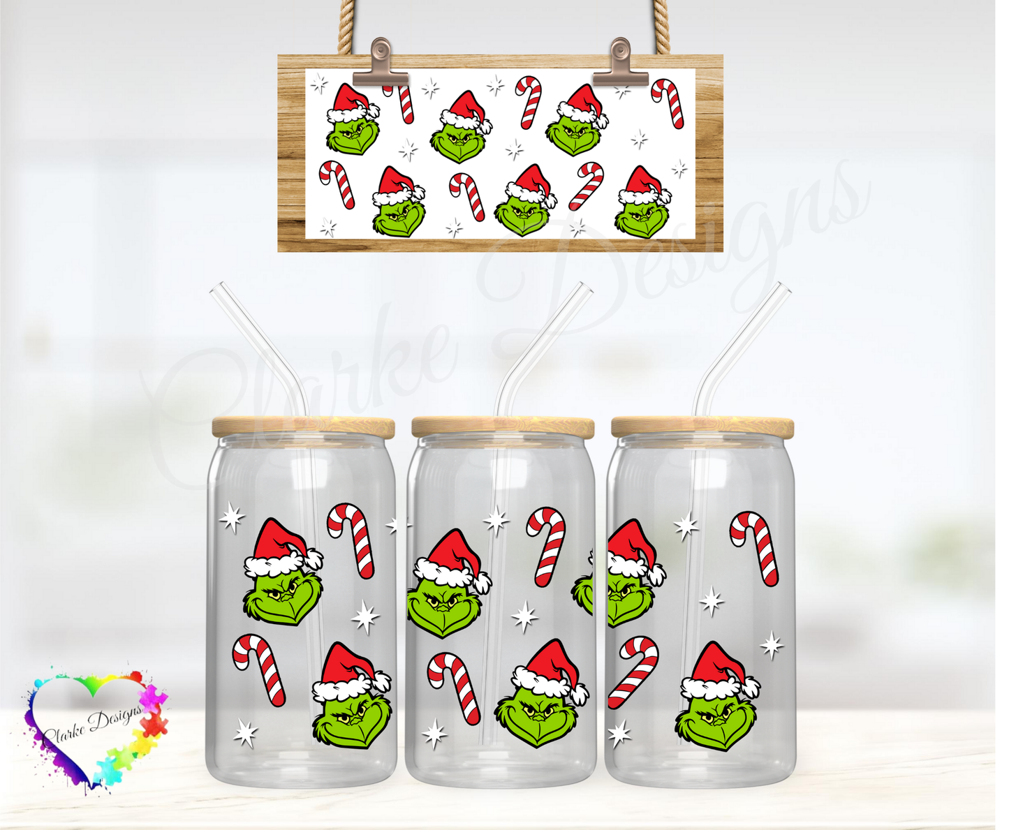 XMAS Grinch - 16oz Libbey UV DTF Wrap
