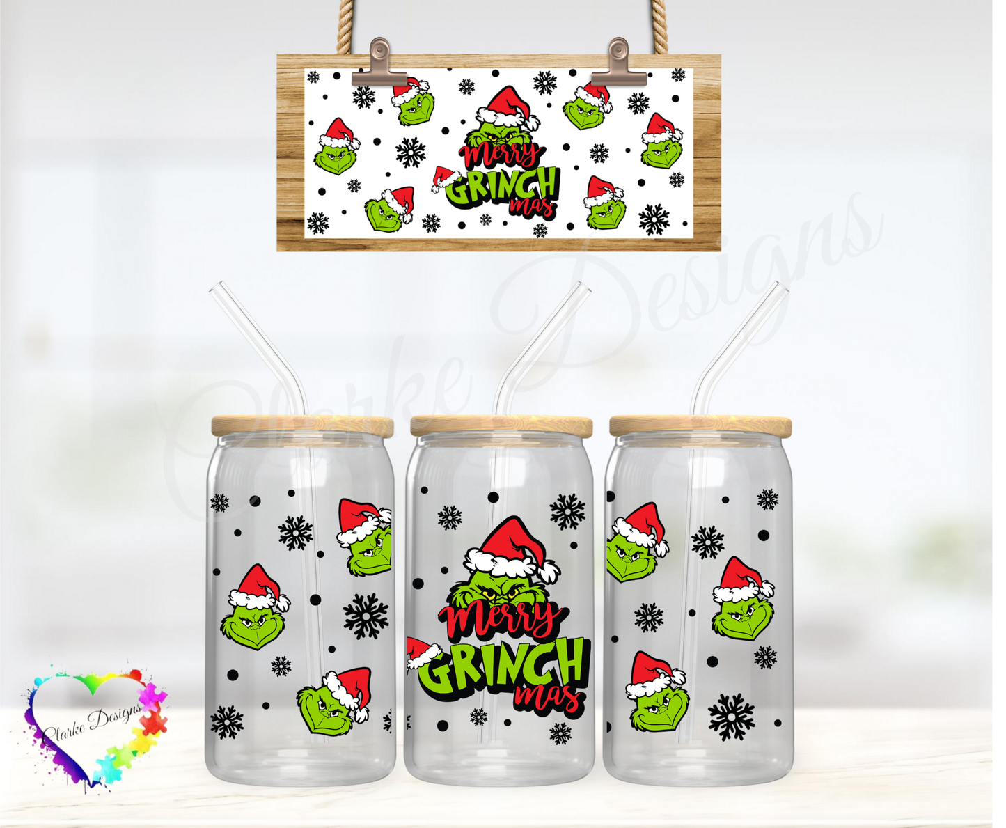 Merry Grinchmas - 16oz Libbey UV DTF Wrap