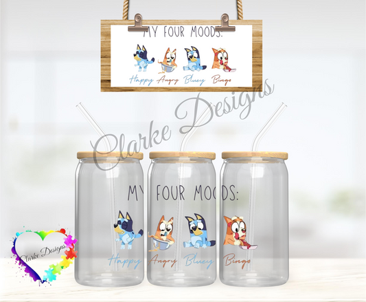 Bluey moods - 16oz Libbey UV DTF Wrap