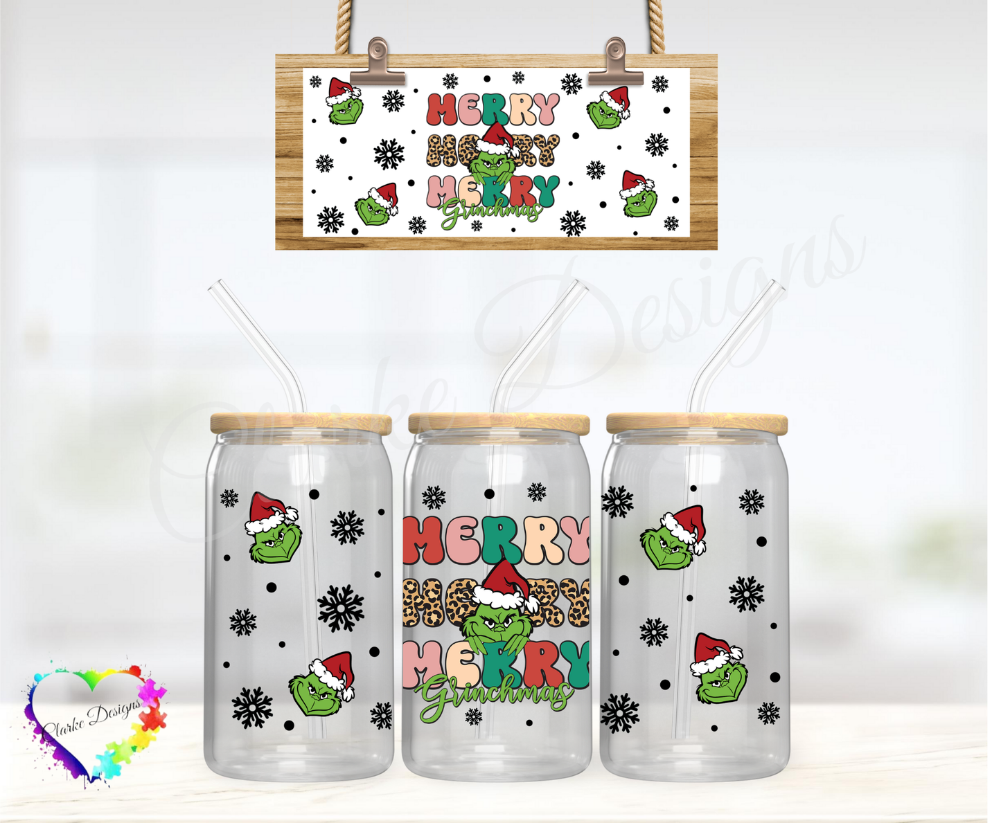 Merry Merry Grinchmas - 16oz Libbey UV DTF Wrap