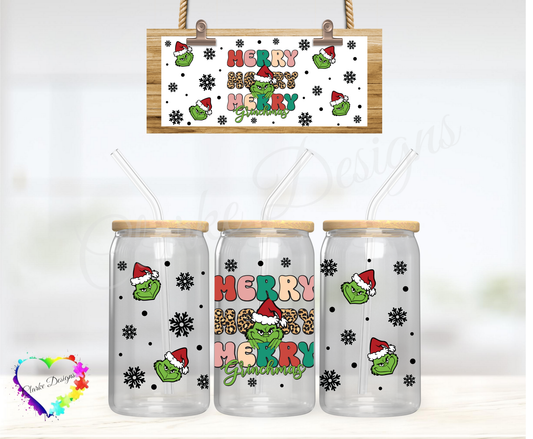 Merry Merry Grinchmas - 16oz Libbey UV DTF Wrap