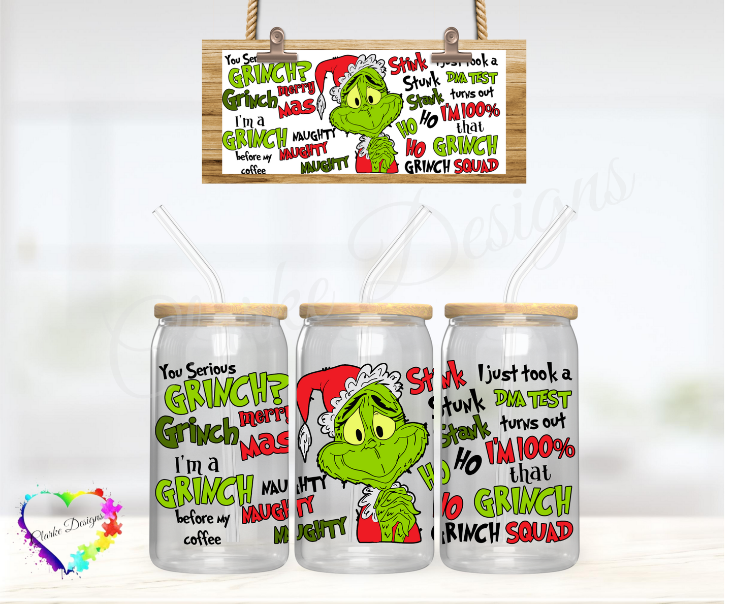 Grinch Quotes - 16oz Libbey UV DTF Wrap