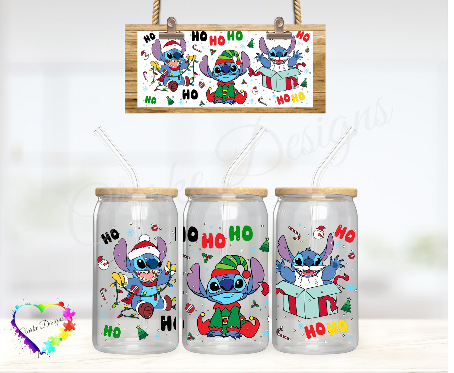 Stitch Ho Ho Ho - 16oz Libbey UV DTF Wrap