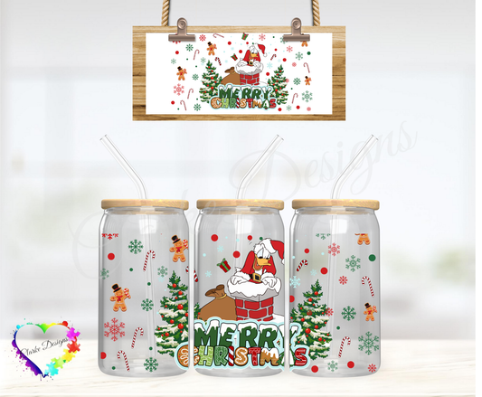 Donald Merry Christmas - 16oz Libbey UV DTF Wrap