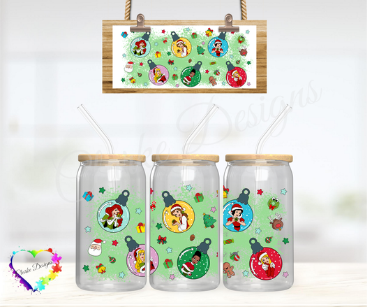 XMAS Princess Baubles - 16oz Libbey UV DTF Wrap