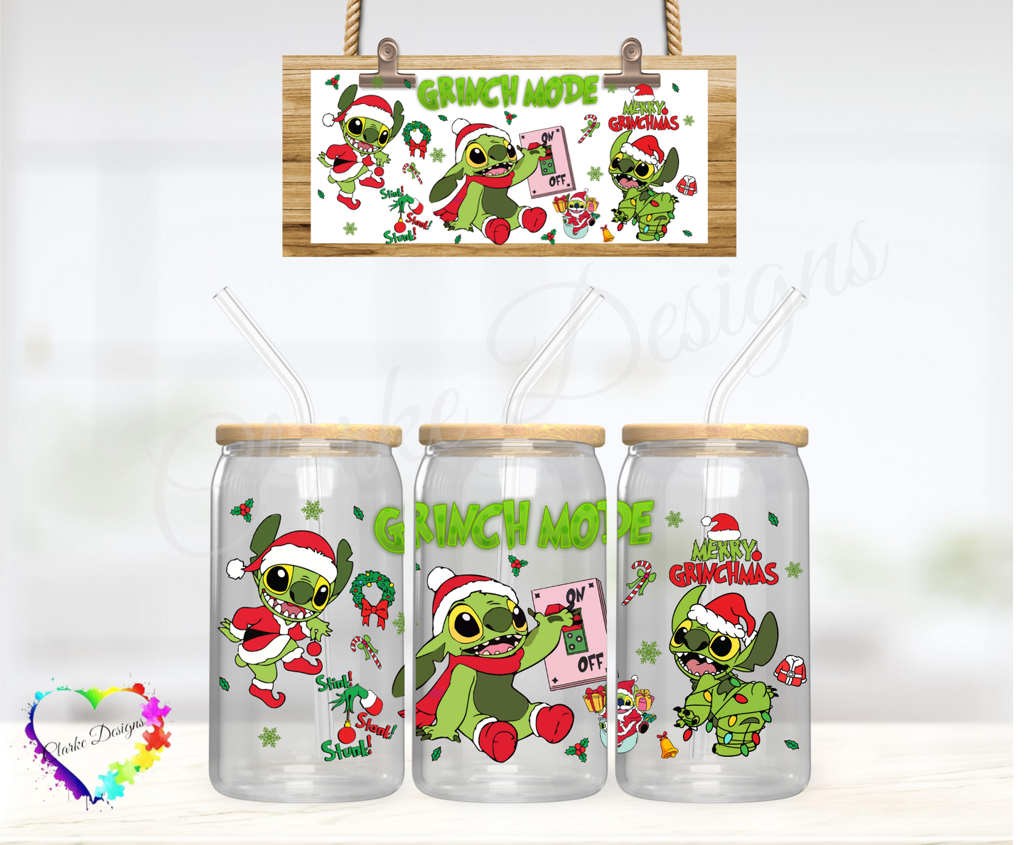 Grinch Mode - 16oz Libbey UV DTF Wrap