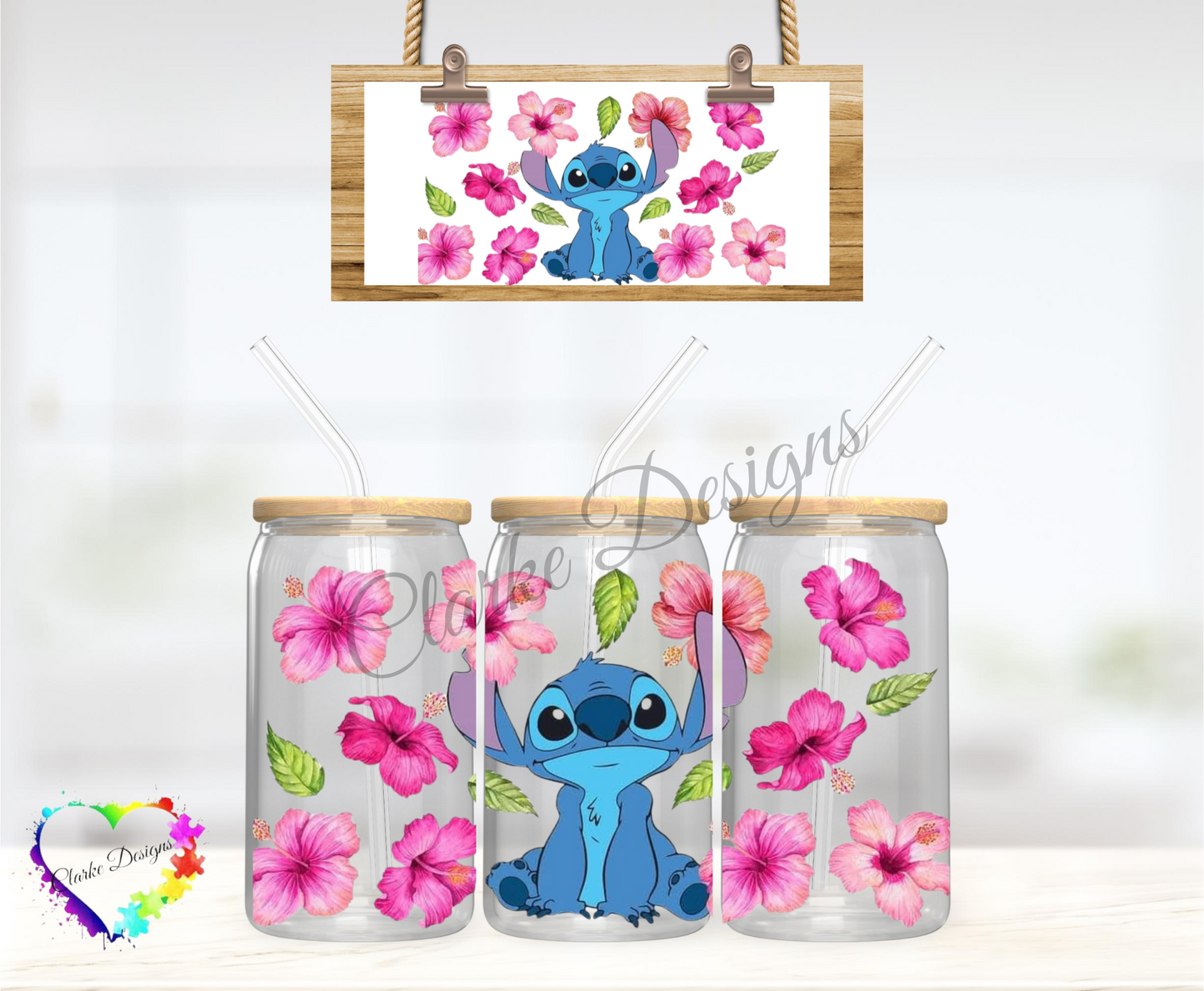 Stitch Flowers - 16oz Libbey UV DTF Wrap