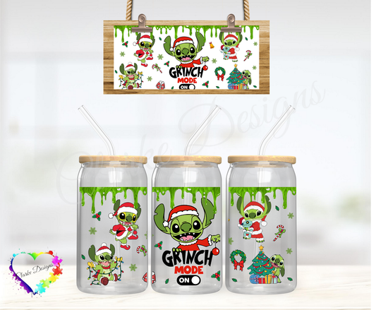 Grinch Mode 2 - 16oz Libbey UV DTF Wrap