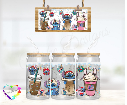 XMAS Stitch Coffee - 16oz Libbey UV DTF Wrap