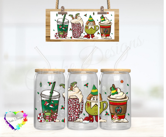 XMAS Elf Coffee - 16oz Libbey UV DTF Wrap