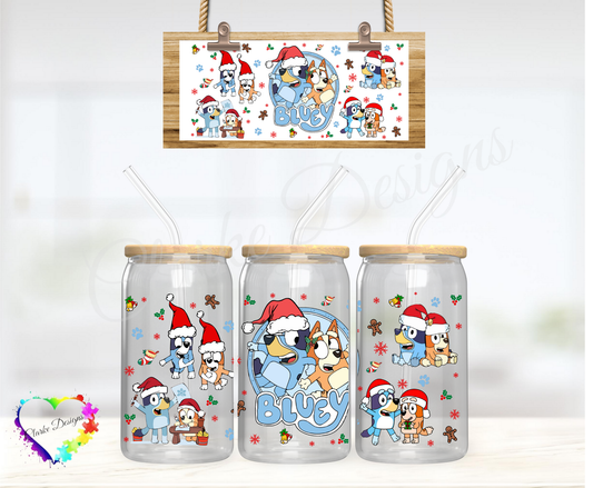 XMAS Bluey - 16oz Libbey UV DTF Wrap