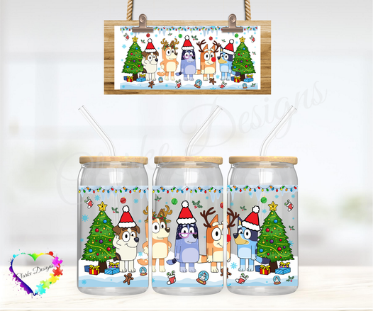 XMAS Bluey 2 - 16oz Libbey UV DTF Wrap