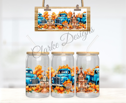 Autumn Truck - 16oz Libbey UV DTF Wrap