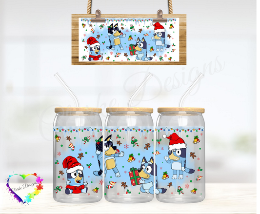 XMAS Bluey 3 - 16oz Libbey UV DTF Wrap
