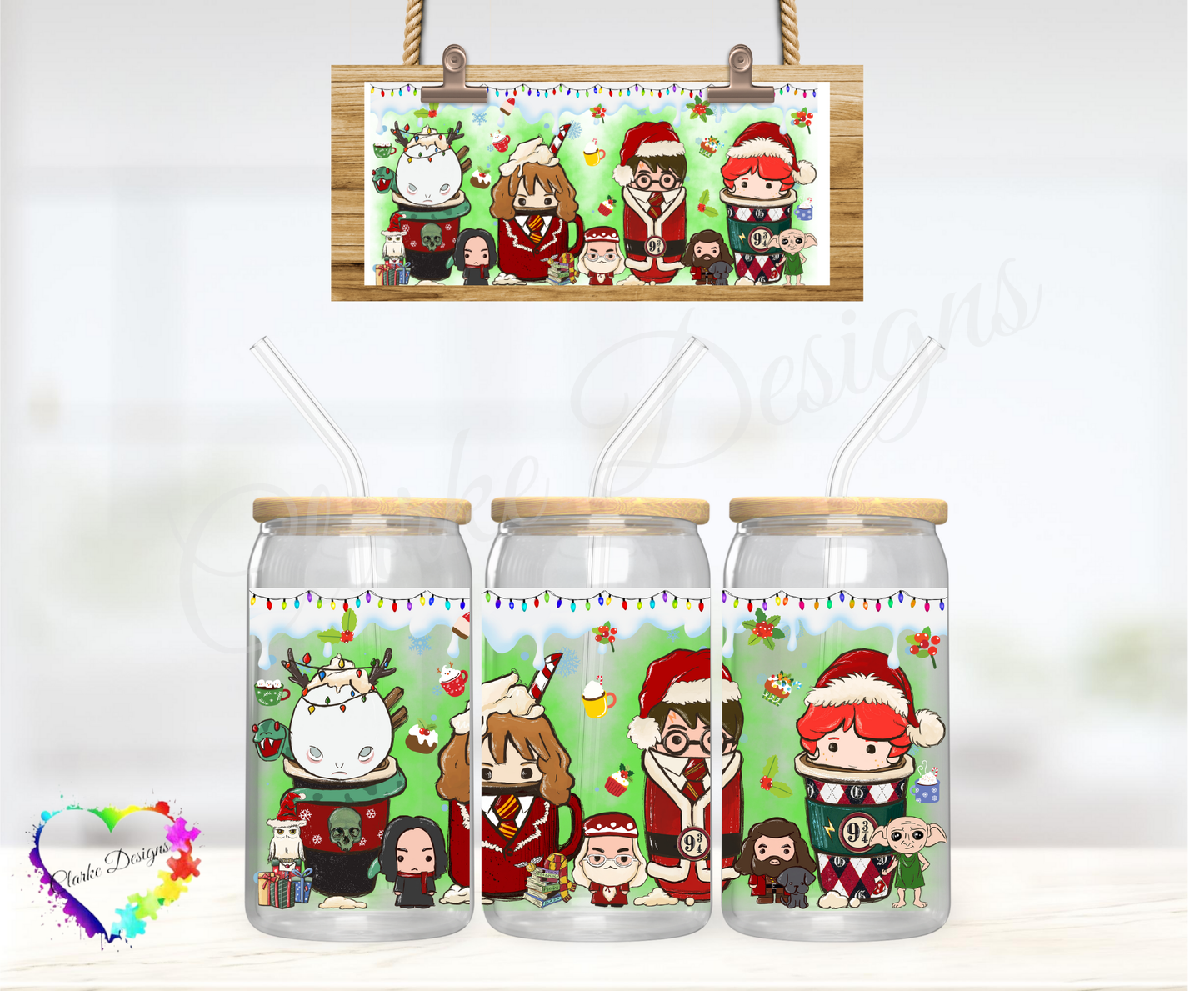 XMAS Harry Coffee - 16oz Libbey UV DTF Wrap