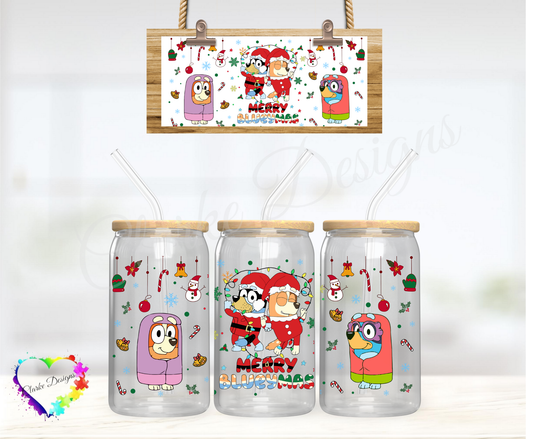 Merry Blueymas 2 - 16oz Libbey UV DTF Wrap
