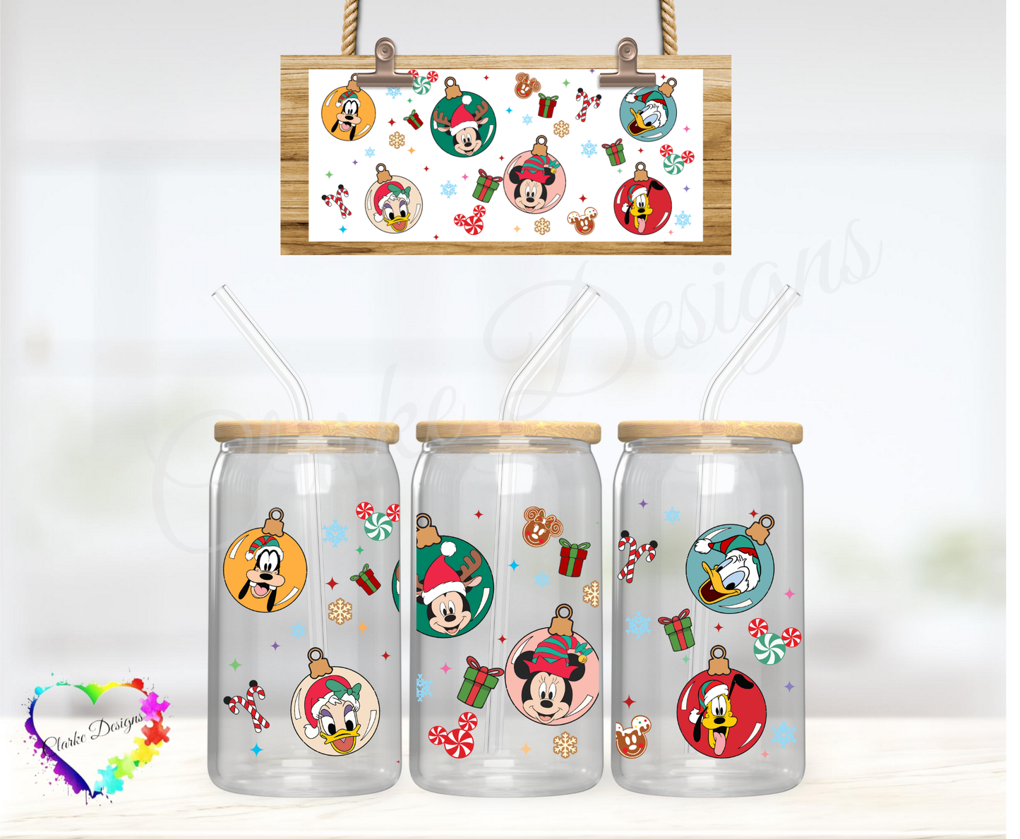 XMAS Friends Balls - 16oz Libbey UV DTF Wrap